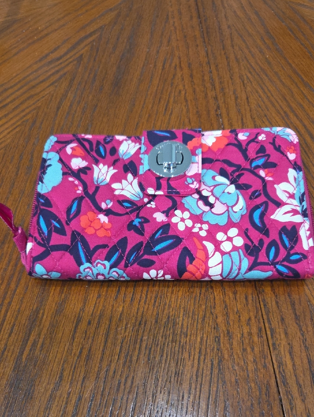 Vera Bradley Pink Floral Quilted Wallet with Multicolor Snap